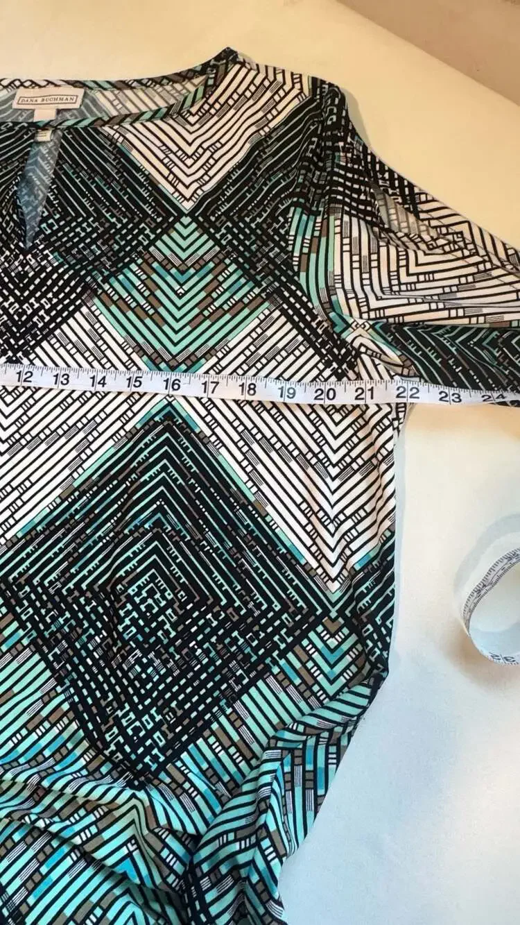 Geometric Shift Dress Office Career Stretch Modest Business Casual Size 16